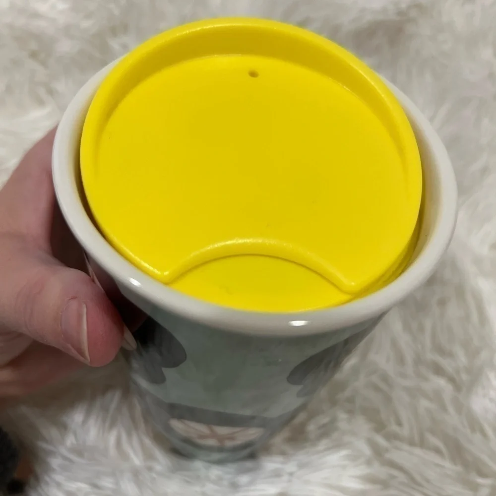 Starbucks Green Spring Black Floral Travel Mug